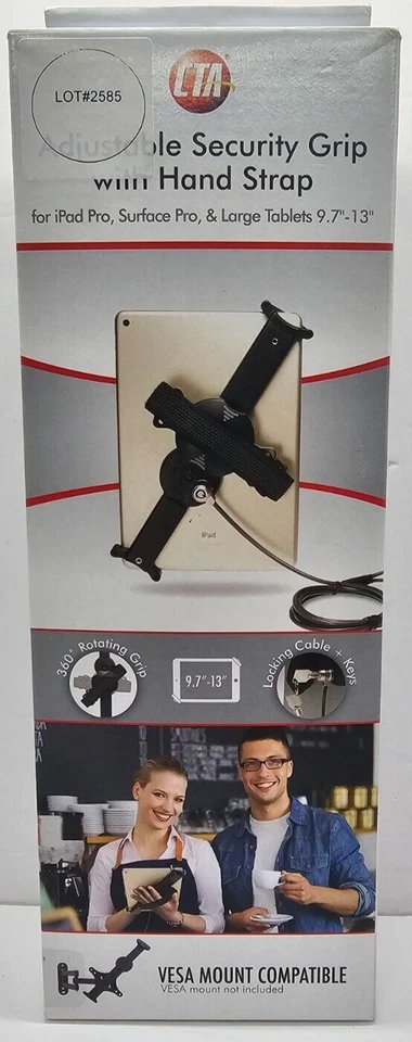 Anti-Theft Grip – CTA Adjustable Security For 9.7" - 13" Tablets, Silver  - Image 1 of 4