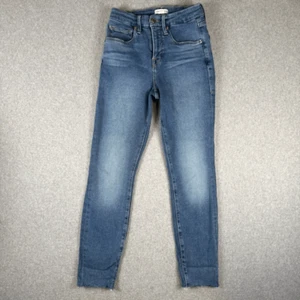 Good American Womens 2/26 Skinny Leg Denim Jeans Medium Wash Raw Hem Stretch - Picture 1 of 8