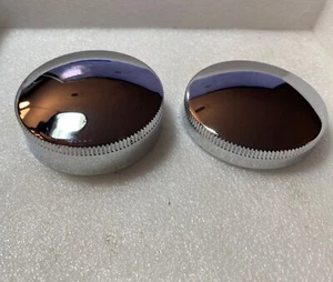 Harley 1937-41 Early 45 Servicar Chrome EDM Eaton Gas & Oil Tank Caps W WL - Bild 1 von 10