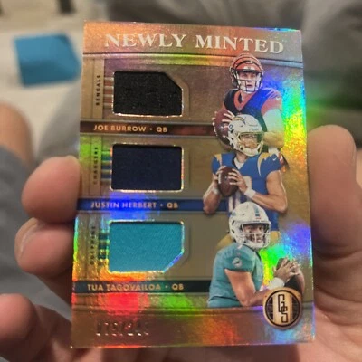 2020 Gold Standard Burrow, Herbert, Tua Newly Minted Rookie Patch 75/249  - Image 1 of 4