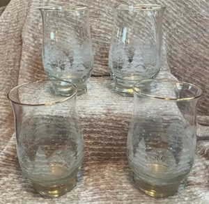 glasses Frosted Etched Winter SCENE Trees Tumblers X MAS set 4 - Picture 1 of 4