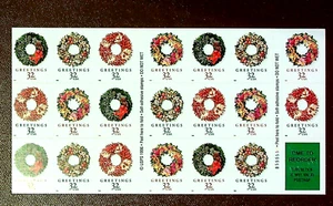 Scott # 3252c (3249-3252) - 1998 32c Christmas Wreathes Booklet of 20 + Label MNH - Bild 1 von 2