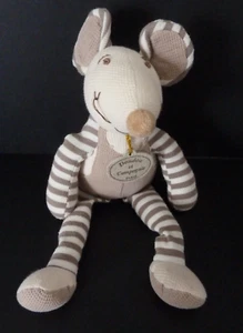 N4. DOUDOU ET COMPAGNIE PELUCHE SOURIS rayé rayure beige marron blanc écru TBE - Foto 1 di 5