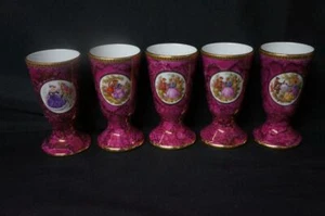 5 R. Bidron Limoges Procleain Goblets Glasses 5 1/4" Tall - Picture 1 of 1