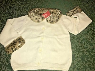 NUEVO CON ETIQUETAS Glamour Gatito Suéter 4T 4 Imitación Piel de Leopardo Cárdigan Gato Gimboree Vacaciones Foto 1 de 4