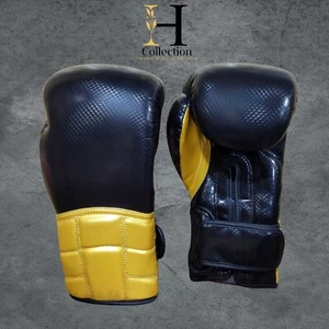 Black & gold textured synthetic leather boxing gloves full mold - Picture 1 of 9