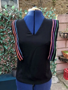 & OTHER STORIES Black Frill Shoulder Detail Sleeveless Blouse Eur 36 UK 10 ♡♡♡ - Picture 1 of 7
