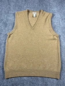 LL Bean Lambswool Sweater Vest Mens Medium Sleeveless Brown Preppy Outdoor Golf - Picture 1 of 9