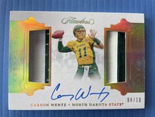 2018 Flawless Collegiate Carson Wentz 2 Clr Patch On Card Auto Ssp /10 Bison