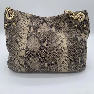 Bolso de Hombro Hobo Cynthia Rowley Cuero Tostado/Gris Estampado Piel de Serpiente, Grande Slouch Foto 1 de 4