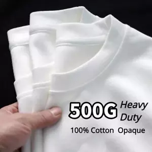 Men's Heavy Cotton T-Shirt – Soft Breathable, Crew Neck, All-Season Comfort Tee - Picture 1 of 17