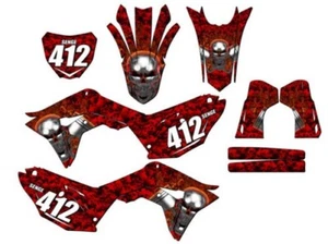 2019-2021 CRF 250 R FLAMING GEARHEAD Red Senge Graphics Kit Compatible with H - Picture 1 of 10