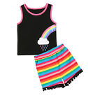 Stylesilove Toddler Twinsies Rainbow Tank Top And Short 2Pcs Girl Outfit, 3M-3T