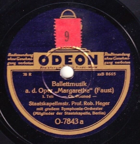 Heger. Gounod (Faust - ballet music). Odeon O-7843. NM- - Image 1 of 1