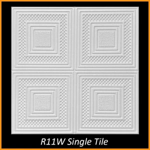 Ceiling Tiles Glue Up Styrofoam 20x20 R11 White Pack of 8 - Picture 1 of 2