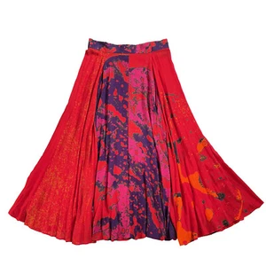 Maxi Falda Circular Vintage MARIMEKKO Viscosa Estampado Rojo Vibrante Finlandia Talla 42 30"W - Imagen 1 de 12