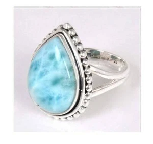 Larimar Gemstone 925 Sterling Silver Ring Black Friday Jewelry All Size MP-1197 - Picture 1 of 9