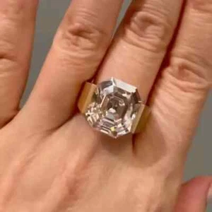 9.5Ct Asscher Cut Lab Created Sapphire Engagement Ring 14k Yellow Gold Finish - Picture 1 of 5