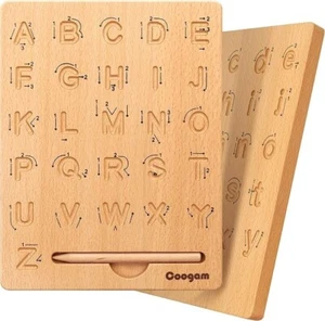 Coogam Wooden Letter Tracing Board Double-Sided, Alphabet 123 Numbers - Picture 1 of 6