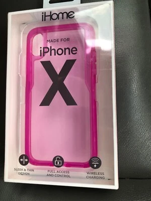 iHome Apple iPhone X Funda Impacto Rosa Magenta Carga Inalámbrica Acceso Completo Delgada Foto 1 de 4
