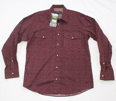 $125 Nueva Camisa Occidental Madison Creek PEARL SNAP Para Hombre MEDIANA M Granate Diamante Foto 1 de 4