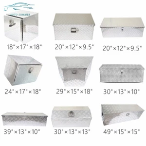 For Truck Trailer RV Underbody Storage Pickup Tool Box Silver Aluminum W/Lock - Picture 1 of 16