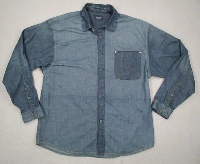 Camisa Indigo Palms Para Hombre Extra Grande Azul Denim Abotonada Ropa de Trabajo Rancher Foto 1 de 4