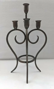 Bronze Brown Iron Rustic 5 Taper Candle Holder Candelabra 14.25"H  EUC - Picture 1 of 6