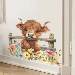 Cute Highland Cow Self-adhesive Wall Decals - Picture 1 of 6