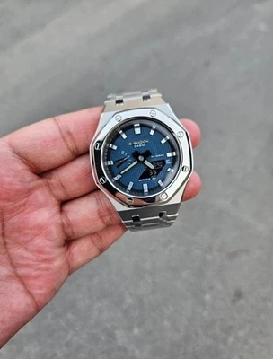 "Custom Mod G-Shock GA-2100 Stainless Steel – Blue Dial – Premium Modd - Image 1 of 3