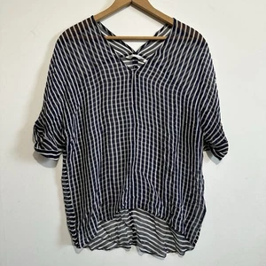ZOA New York Womens XS 100% Silk Striped Sheer Blouse Nautical Coastal Beachy - Picture 1 of 7