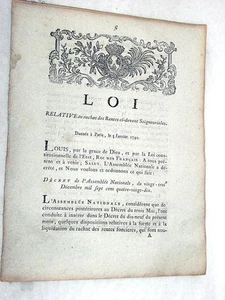 LIVRE ANCIEN RACHAT RENTES SEIGNEURIALES FINANCE RÉVOLUTION ROUEN 1791 - Foto 1 di 1