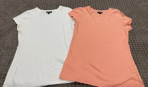 NWOT, LN Express LADIES XS Lot Of 2 Short Sleeve T-Shirt Round Neck Knit Solid - Picture 1 of 2