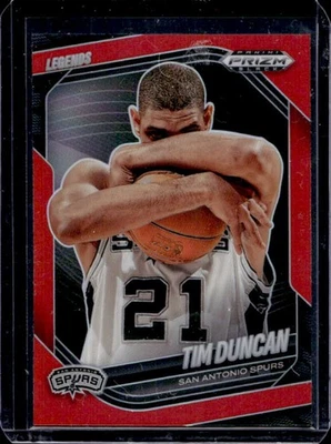 Prizm Black 2024-25 Tim Duncan Legends Red Prizms #288/299 Spurs Foto 1 de 2