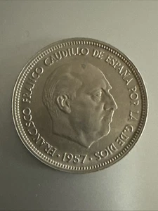1957 (1960) Spain 50 Pesetas Francisco Franco 60 on Star 	KM# 788 Coin - Picture 1 of 2