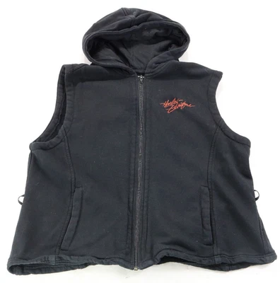 Harley Davidson Sudadera con Capucha Forro Chaqueta Chaleco 1W Negro Naranja Algodón Bolsillos Cremallera Barra Foto 1 de 4