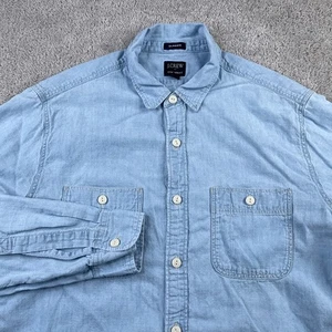 J Crew Shirt Mens Medium Blue Chambray Classic Utility Long Sleeve Button Up - Picture 1 of 12