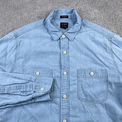 J Crew Shirt Mens Medium Blue Chambray Classic Utility Long Sleeve Button Up - Image 1 of 4