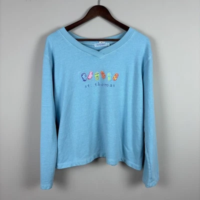 Fresh Produce Sudadera Mujer Grande Azul Santo Tomás Chanclas Cuello en V Algodón L Foto 1 de 4