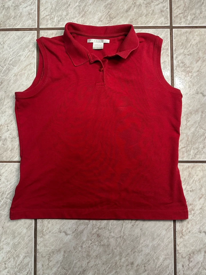 Polo de golf vintage Nike para mujer rojo sin mangas de algodón talla grande Foto 1 de 4