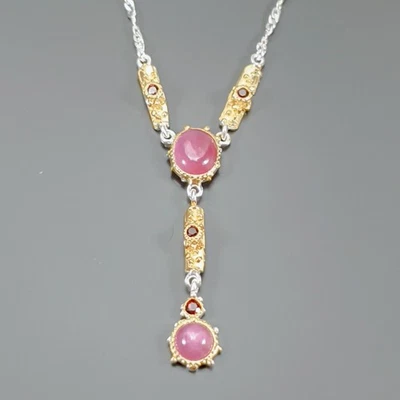 Jewellery Ruby Necklace 925 Sterling Silver 17.75"/N27490 - Image 1 of 4