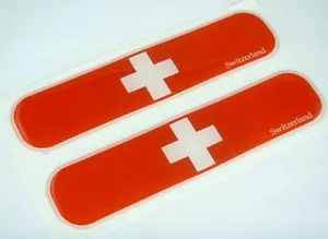 Switzerland Swiss Flag Domed Decal Emblem Car Flexible Sticker 5" Set of 2 - Imagen 1 de 2