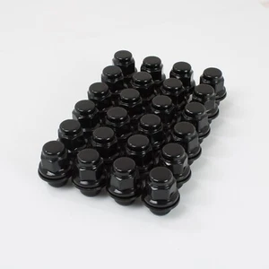 Set of 24 BLACK M12 x 1.25, 21mm Hex Flat Seat Alloy Wheel Nuts fits Nissan OEM - Picture 1 of 2