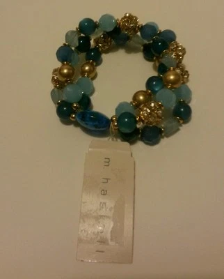 m. haskell Gold-Tone GoldRhinestones/Blue/Multi Bead Three-Row Stretch Bracelet  - Image 1 of 4