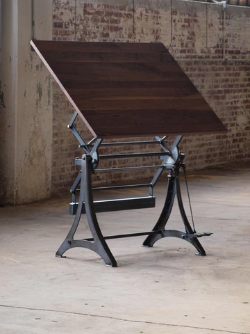 Walnut Drafting Table Solid Walnut Top Handmade in the USA Cover