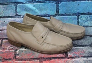 Hanover (Handmade) Beige Tan Leather Loafers Men's Dress Shoe Size 9 1/2 M - Picture 1 of 4