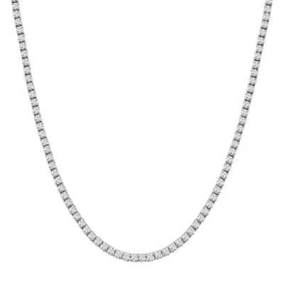 14K White Gold 3ct Lab Grown Diamond Tennis Necklace 16in - Image 1 of 4