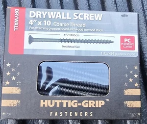 50 Qty #10 x 4" Drywall Screws - Phillips Bugle Head w/ Coarse Thread 1lb Box - Picture 1 of 3