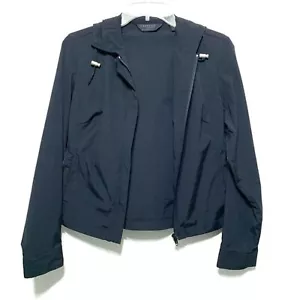 Express Stretch schwarze Windbreaker Jacke mit Reißverschluss und Kapuze Gr. Small - Bild 1 von 5