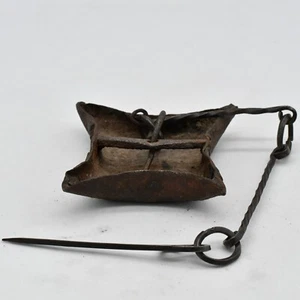 Antique 1700-1800's 4 Channel Crusie Fish Oil/Animal Fat  Lamp Primitive  - Picture 1 of 24